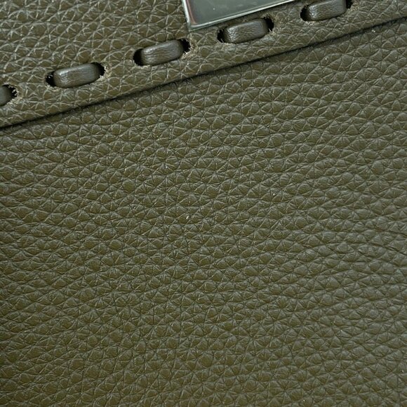 FENDI Peekaboo Selleria I see you Size Petit Leather Khaki 8BN335 - Picture 8 of 16